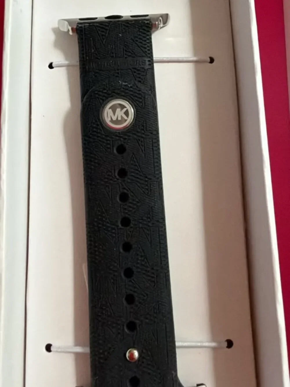 Michael Kors Women's Blush Rubber Black Apple Watch Band Strap 38-40mm